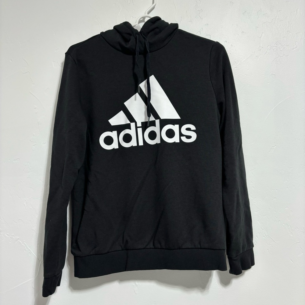 Adidas Women's Essentials Relaxed Logo Hoodie Black Pullover Sweatshirt Small